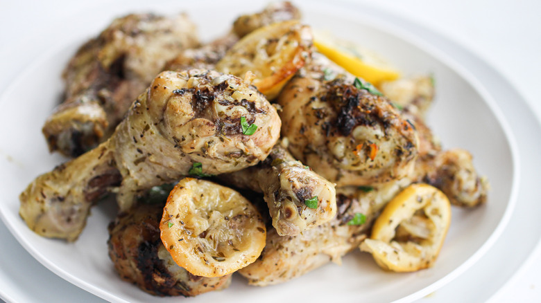 Baked Lemon Chicken served on a plate