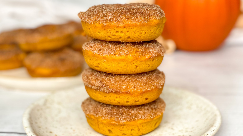 donuts stacked on plate