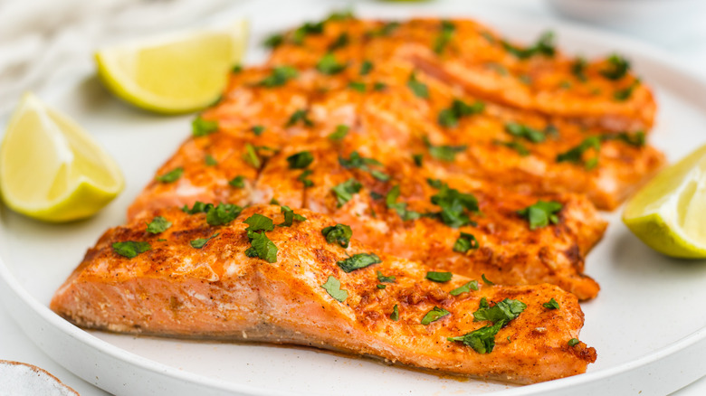 close up of trout fillets