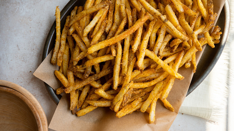 fries on serving platter