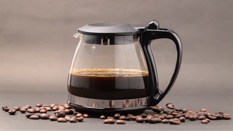 coffee maker pot with beans