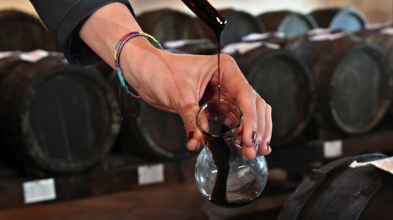 sampling balsamic vinegar