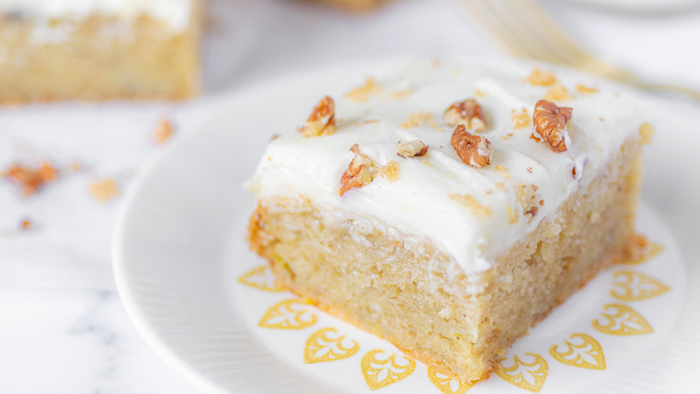 banana cake recipe on display