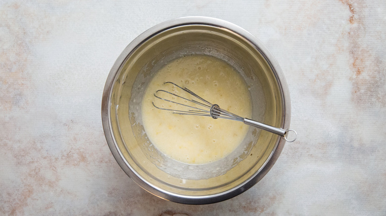 egg mixture in mixing bowl