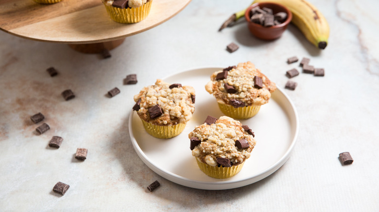 banana muffins served on table