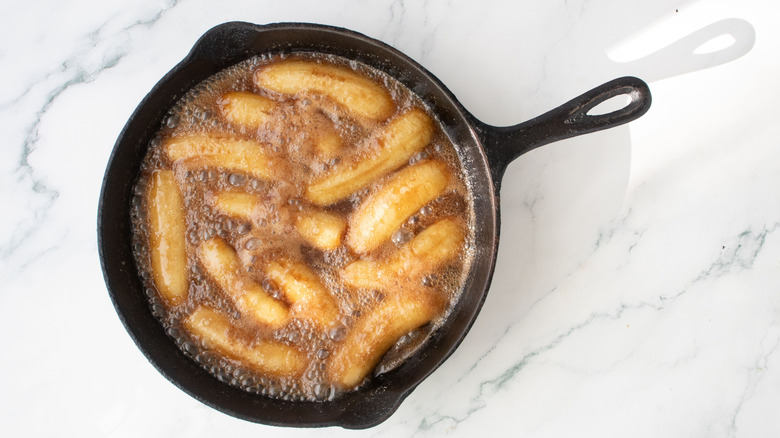 Bananas Foster in skillet