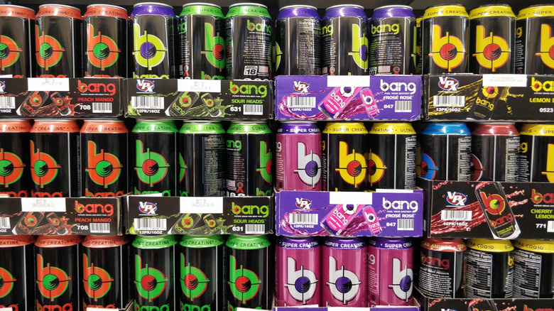 Cases of Bang Energy in store