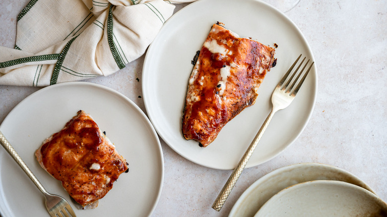 salmon fillet with barbecue sauce