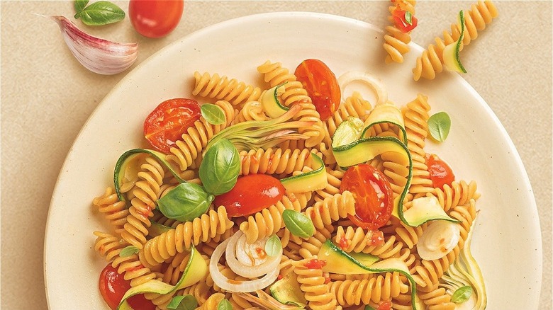 Plate of chickpea pasta
