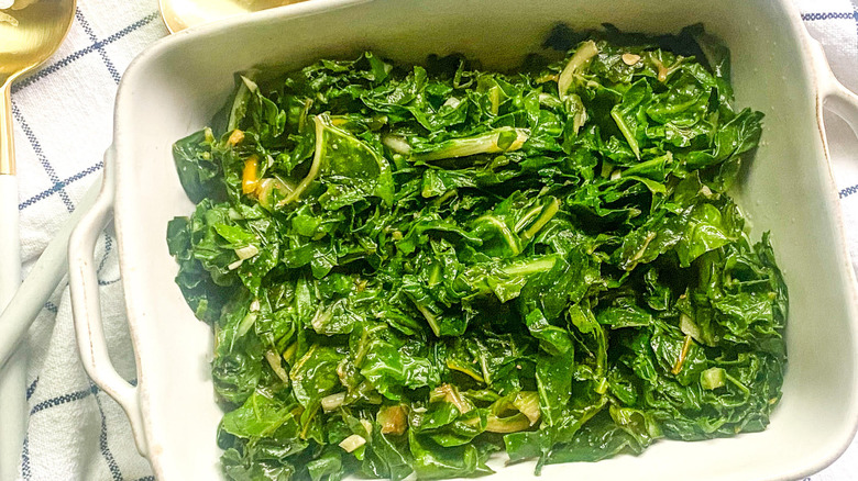 Basic Creamed Swiss Chard Recipe in dish 