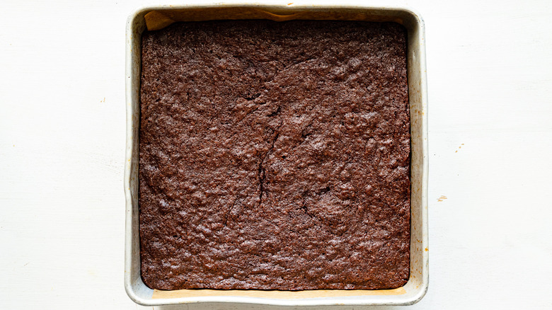 baked brownies in pan