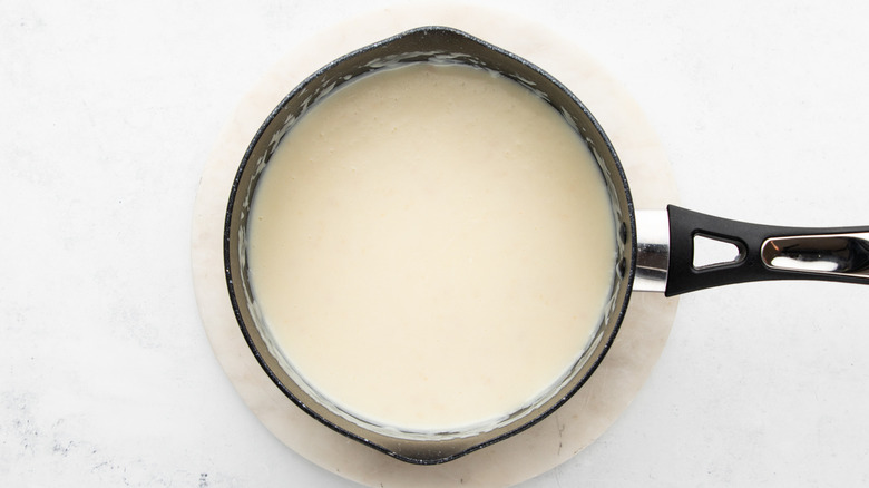White sauce in saucepan