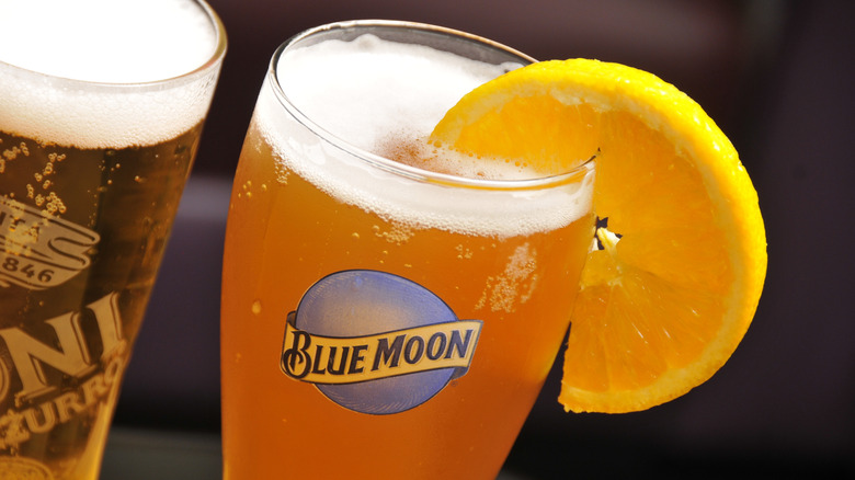 Blue Moon beer with fresh orange