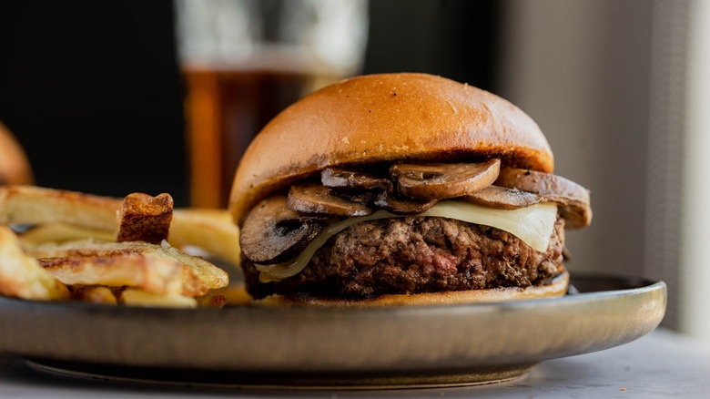 mushroom and Swiss burger