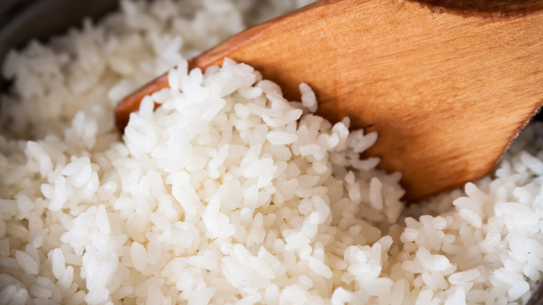 White rice and spoon