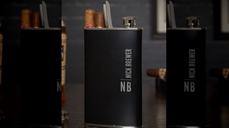 Calvin engraved cigar liquor flask