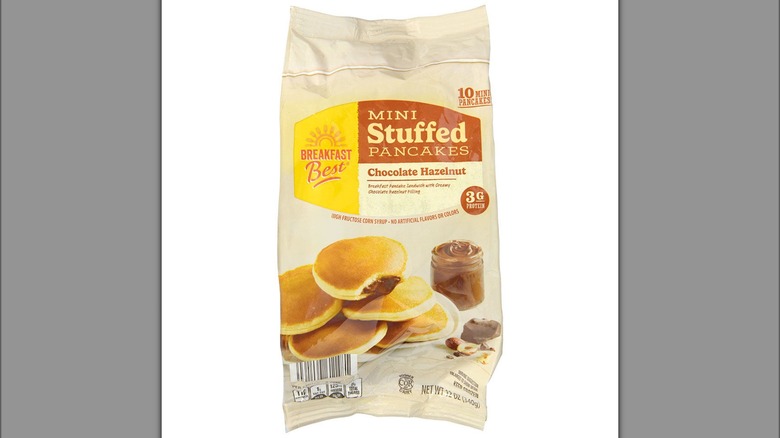 Bag of Aldi's Breakfast Best Mini Stuffed Pancakes