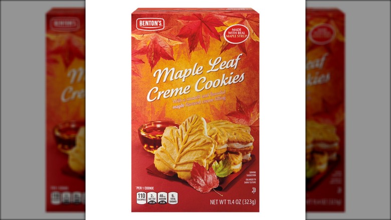Benton's maple leaf creme cookies box on white background