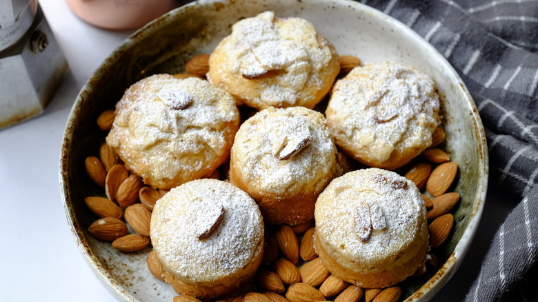 plate of almond crumble scones