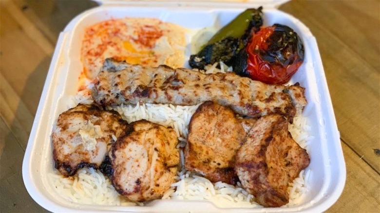 Chicken lule kabob platter from Mini Kabob in Glendale, California.