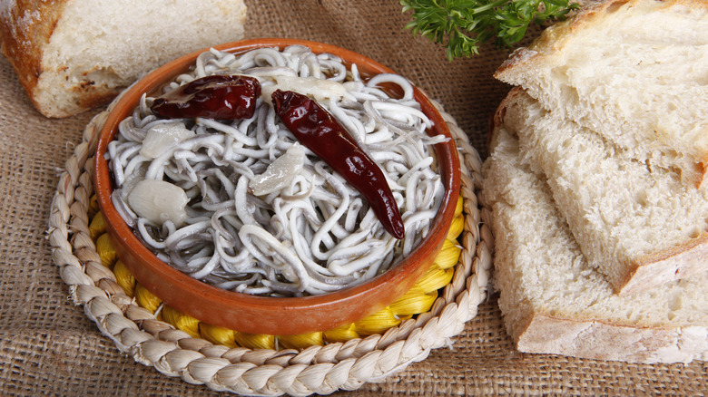 baby eels in garlic sauce