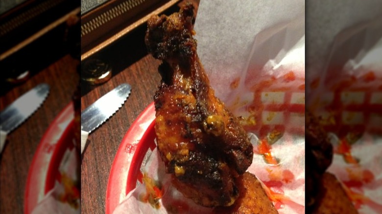 A smoked chicken wing
