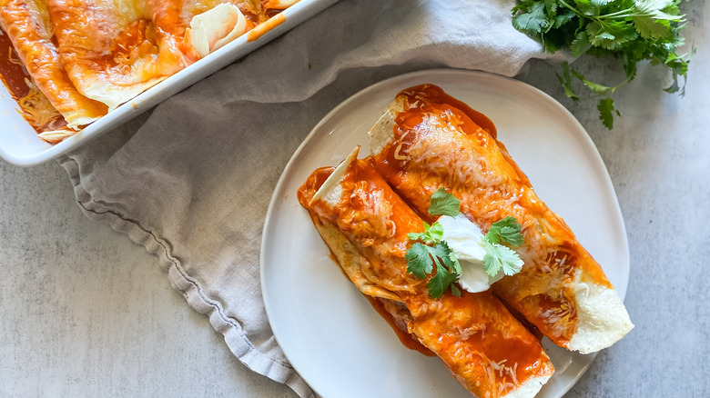 Enchiladas served on a plate