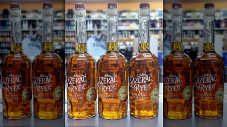 Bottles of Sazerac rye whiskey.