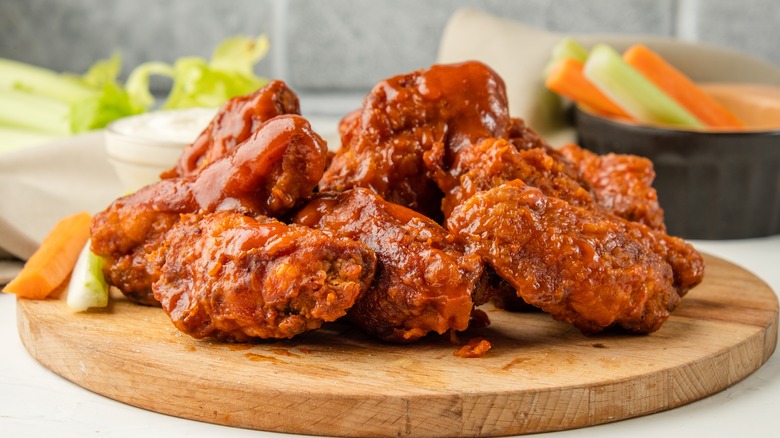 Buffalo Wings on a wood board