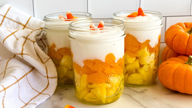 candy corn parfait jars