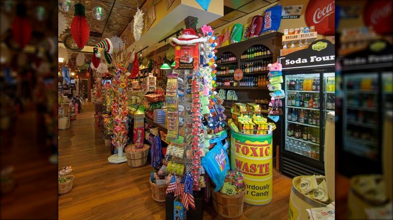 Displays of candy in Cravin's Candy Emporium in Idaho
