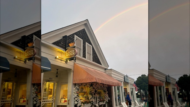 Chatham Candy Manor with rainbow in the sky