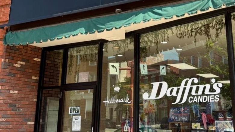exterior of Daffin's Candies storefront