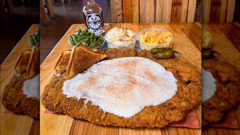 A chicken-fried steak platter from The Wagon Wheel.