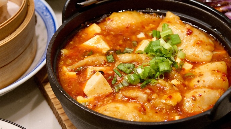 tofu and sole in a Szechuan stir-fry