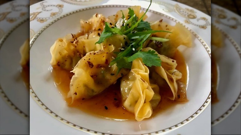 wonton soup with garnish