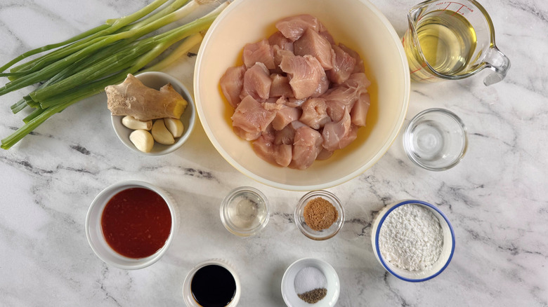 Ingredients for copycat P.F. Chang's spicy chicken