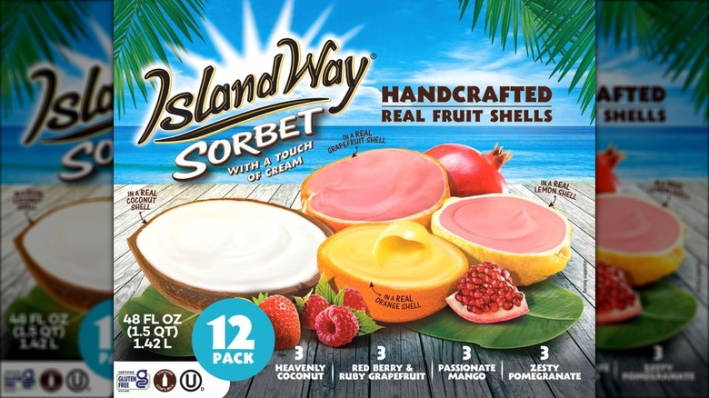 Package of creamy fruit desserts in various flavors.