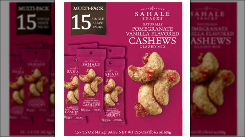 15-count box of pomegranate- and vanilla-flavored cashews.