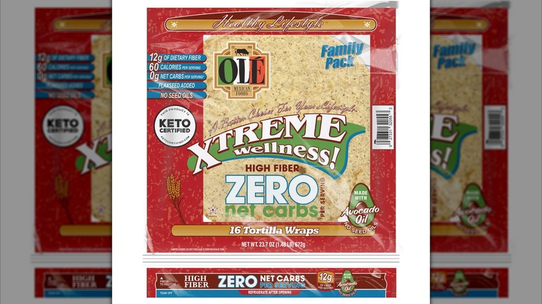 Pack of high fiber healthy tortilla wraps