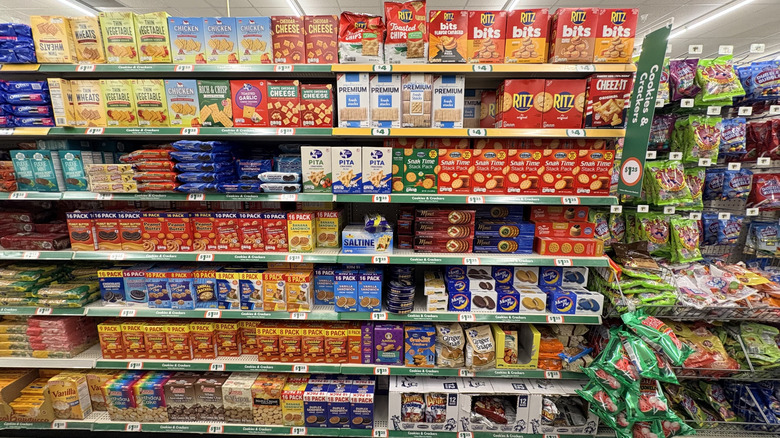 Cracker, cookie, and dessert aisle at Dollar Tree