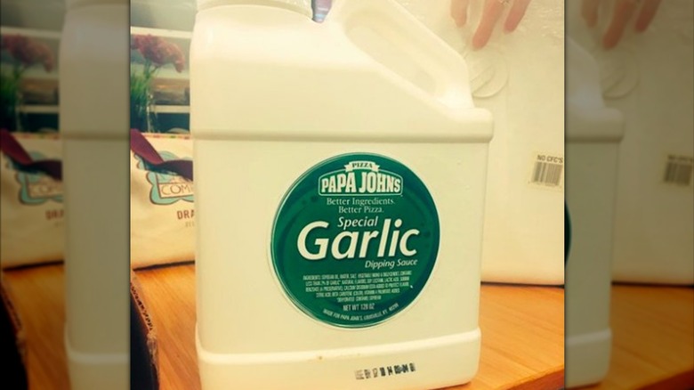 gallon jug of garlic dipping sauce