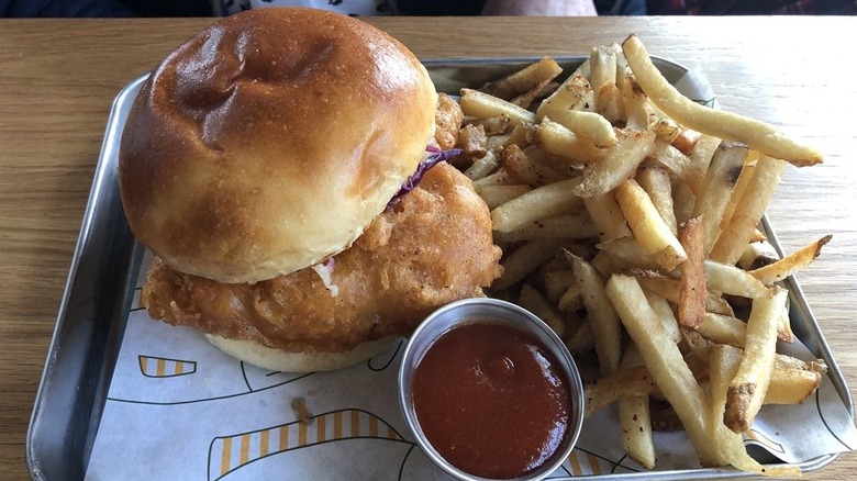 yellowbelly fish sandwich with fries
