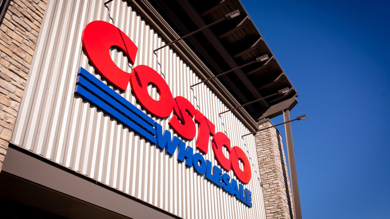 diagonal view of a Costco store sign