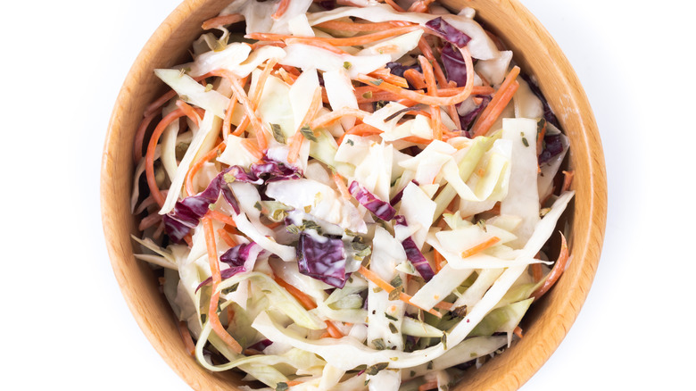 A container of coleslaw