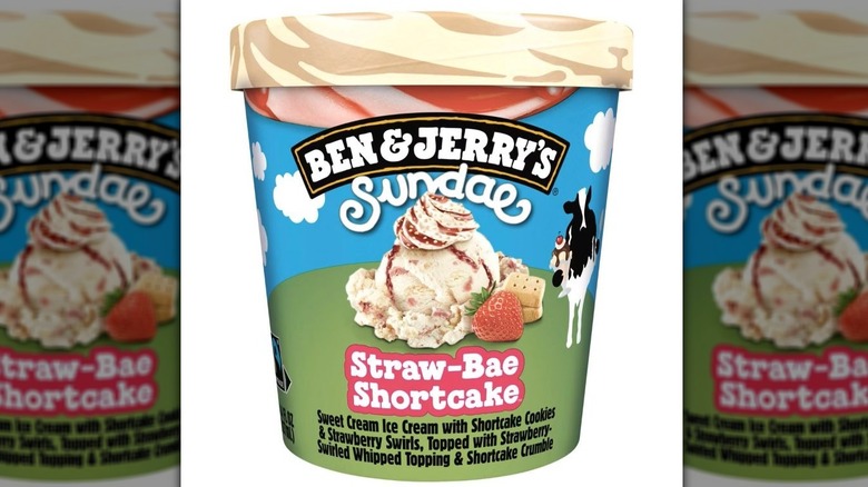 Round carton of Ben & Jerry's Sundae Straw-Bae Shortcake Ice Cream