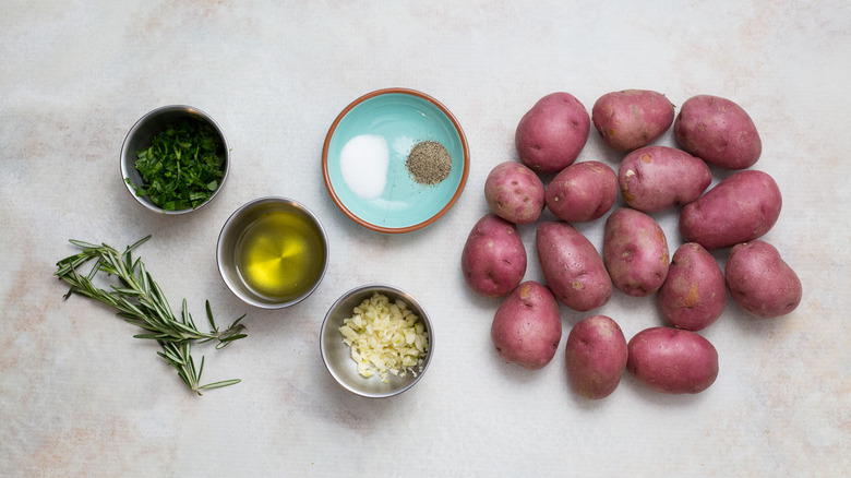 roasted potato ingredients on table