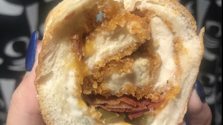 Fried chicken hoagie with bacon and ranch