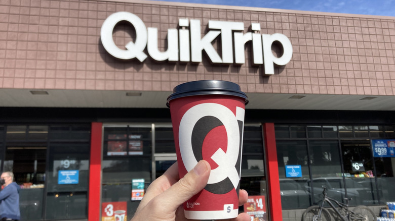 QuikTrip sign and hot chocolate cup