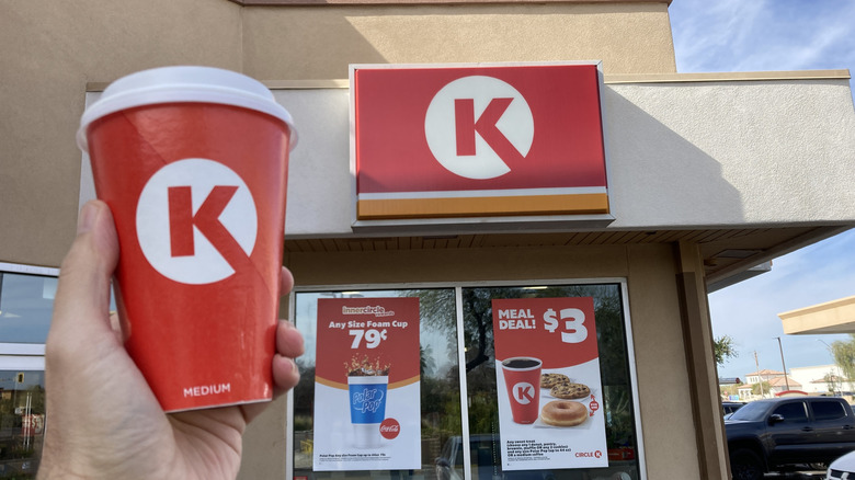 hand holdingCircle K hot chocolate